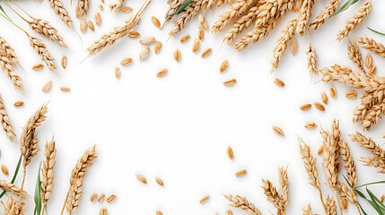 Aufkleber - Organic peeled spelt grains isolated on white background top view