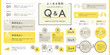 © neena  - Q&A よくある質問 レイアウトデザインセット ( ベクター フレーム 吹き出し FAQ シンプル web 黄色 グレー )