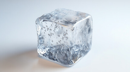 Poster - Realistic ice cube with water drops on white background high resolution png