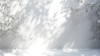 Poster - Realistic tree branch shadows overlay on white background 3d render