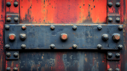 Poster - Rugged rusty metal surface texture grungy industrial red and black background abstract photo