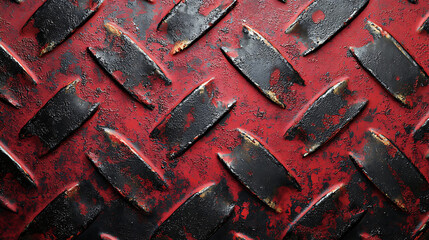 Poster - Rugged rusty metal surface texture grungy industrial red and black background abstract photo