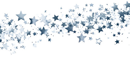 Aufkleber - Shimmering silver confetti stars on white background celebration overlay graphic
