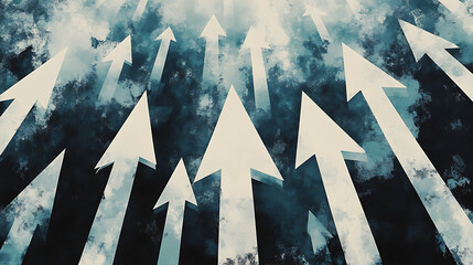 Aufkleber - A background with white arrows pointing upwards, representing growth and progress in business or personal life