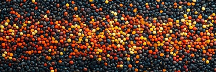 Aufkleber - An intricate pattern displays a variety of colorful beans, lentils, and seeds artfully arranged to create a stunning visual effect. Generative AI
