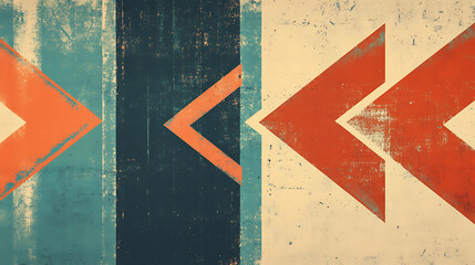 Poster - A retro-style background with textured arrows moving in one direction, representing progress and forward movement