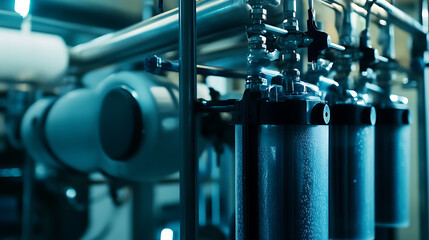 Poster - A reverse osmosis unit filtering water, highlighting the advanced filtration system and water recycling process