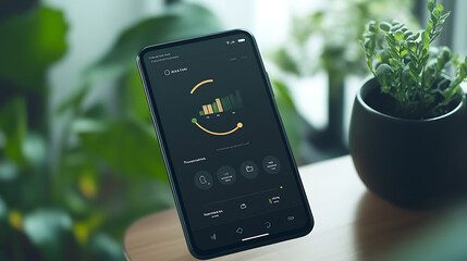 Poster - a sleek mobile app interface displaying a personal co2 footprint tracker, highlighting carbon emissi