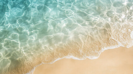 Poster - A top view of the edge of an outdoor swimming pool, focusing on its shimmering turquoise water and white edges