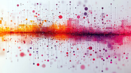 Abstract digital art with colorful dots and lines creating vibrant pattern