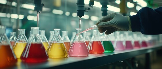 Aufkleber - A Scientist in a Laboratory Adding Liquid to a Flask with a Pipette