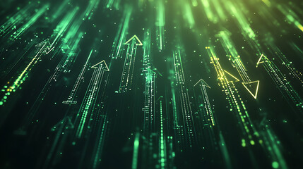 Aufkleber - Arrows pointing up and down on blue background with stock market graph