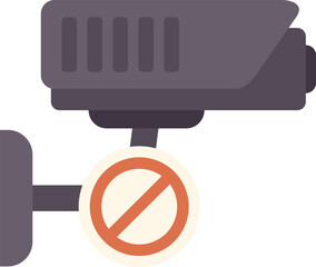 Poster - security camera is showing forbidden sign with red cross mark, concept of video surveillance and pri