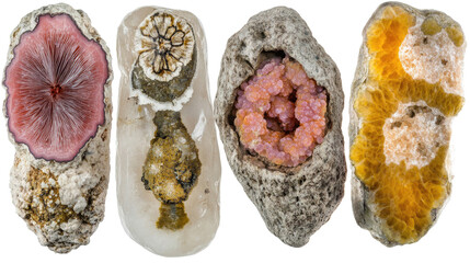 Poster - Collection of Unique Mineral Specimens on a Transparent Background Generative AI