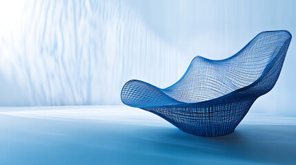 Poster - abstract blue background with a wireframe design, featuring an intricate pattern of lines and curves