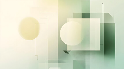 Poster - Abstract light green background with geometric shapes and blurred lines white space in the center of the composition