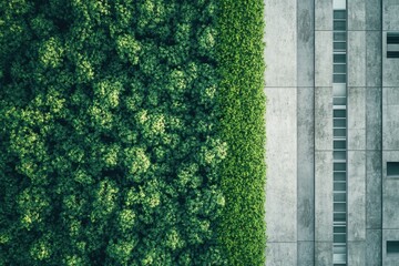 Poster - This vibrant green expanse of plants flourishes amidst a concrete urban landscape, illustrating a shift toward nature-friendly habits. Generative AI