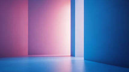 Poster - Blue gradient background with blurred studio room for product display