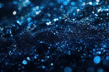 Poster - Abstract Blue Glitter Background with Bokeh Effect