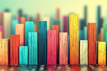 Poster - Abstract Colorful Bar Chart with Detailed Texture
