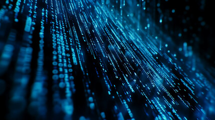 Aufkleber - A close up of computer code on the screen, representing advanced software development and coding skills The background is dark with a blue glow from above