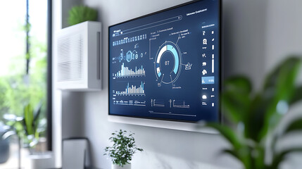 Aufkleber - Modern display showing data analysis for HVAC efficiency monitoring, highlighting energy cost calculations