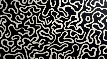 Poster - Abstract black and white squiggly lines pattern