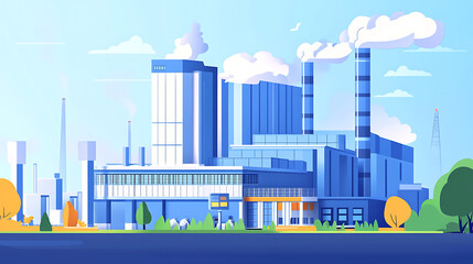 Wall Mural - Modern power plant generating electricity with sustainable green strategies to reduce CO2 emissions, Clean energy initiatives and renewable resources for a greener future