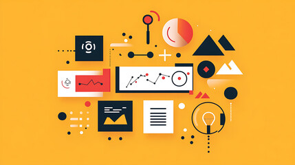 Leinwandbilder - Abstract shapes and stylized illustration representing brand positioning strategies concept, emphasizing strategic planning and market differentiation