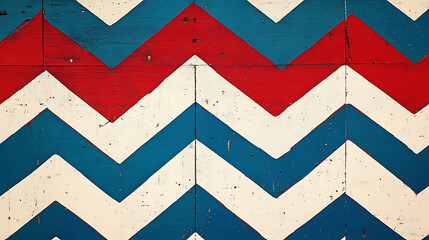 Poster - Red, white and blue houndstooth quilt with star pattern on red background