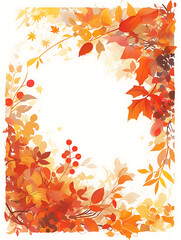 Poster - autumn-themed rectangular frame border illustration with a white background, a simple and clean desi