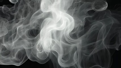 White smoke billows and swirls against a black background