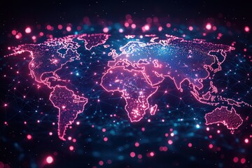 Aufkleber - A Digital Representation of the World with Glowing Nodes and Lines
