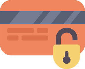 Poster - this flat vector icon design shows an unlocked padlock over a credit card, representing online secur