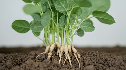 Poster - Soybean plant showing root inside soil