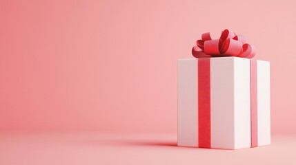 Aufkleber - Minimal product backdrop suitable for holiday and sales events White gift box adorned with a red ribbon on a clean background 3D rendered illustration with included clipping path for each element