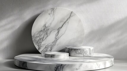 Poster - White marble product display 3D rendering