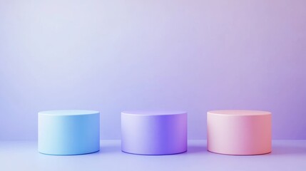 Aufkleber - Abstract geometric empty space for minimal product display on luxury cylinder podiums Pastel color background in studio setting 3D rendering