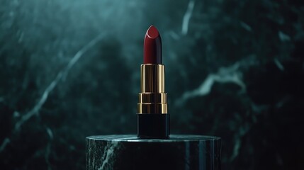 Poster - The lipstick is positioned on a pedestal showcased in dark shades