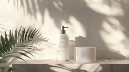 Poster - 3D render of an empty skincare product or packaging for mockup purposes Concept for beauty soap and spa Moisturizing lotion oil for skin health Premium and luxurious design for branding