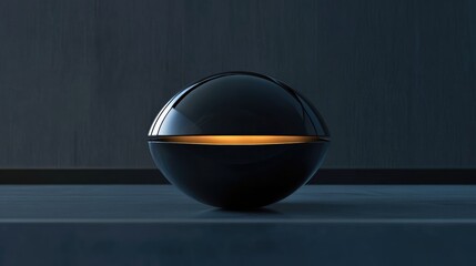 Poster - 3D geometric black metallic half sphere design with realistic rendering