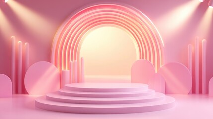 Aufkleber - 3D abstract background featuring a geometric podium for product presentation