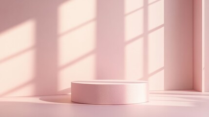 Aufkleber - Pastel pink display podium on an empty surface with a soft backdrop 3D rendering without any entry point