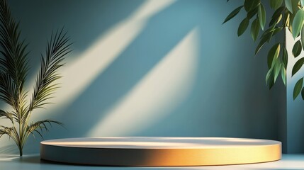 Poster - Muted color background minimalistic product showcase mockup with a stylish podium