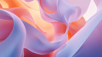 Poster - 3D rendering of abstract CGI art featuring pastel colored shapes against a soft background Design concept illustration
