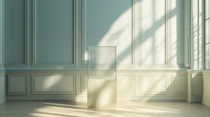 Poster - Elegant background featuring a pedestal and display case 3D illustration and rendering