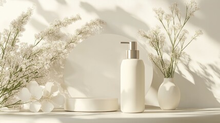 Poster - 3D render of an empty skincare product or packaging for mockup purposes Concept for beauty soap and spa Moisturizing lotion oil for skin health Premium and luxurious design for branding