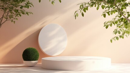 Poster - Minimalist abstract background with a pedestal 3D illustration and rendering