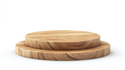 Poster - Wooden display podium on a white background 3D rendering
