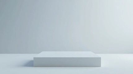 Poster - 3D rendering of a white square podium with a plain background for product promotion minimalist design